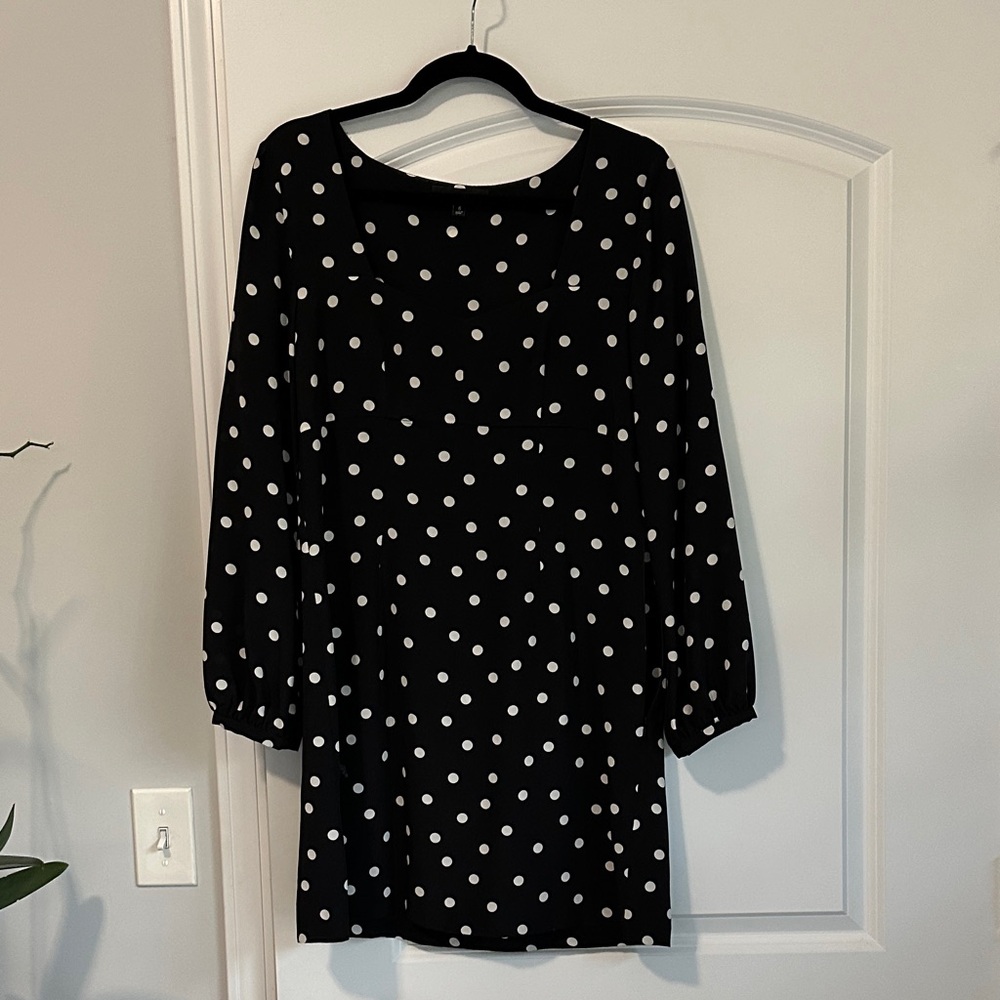 INTERMIX Black Dress with White Dots
